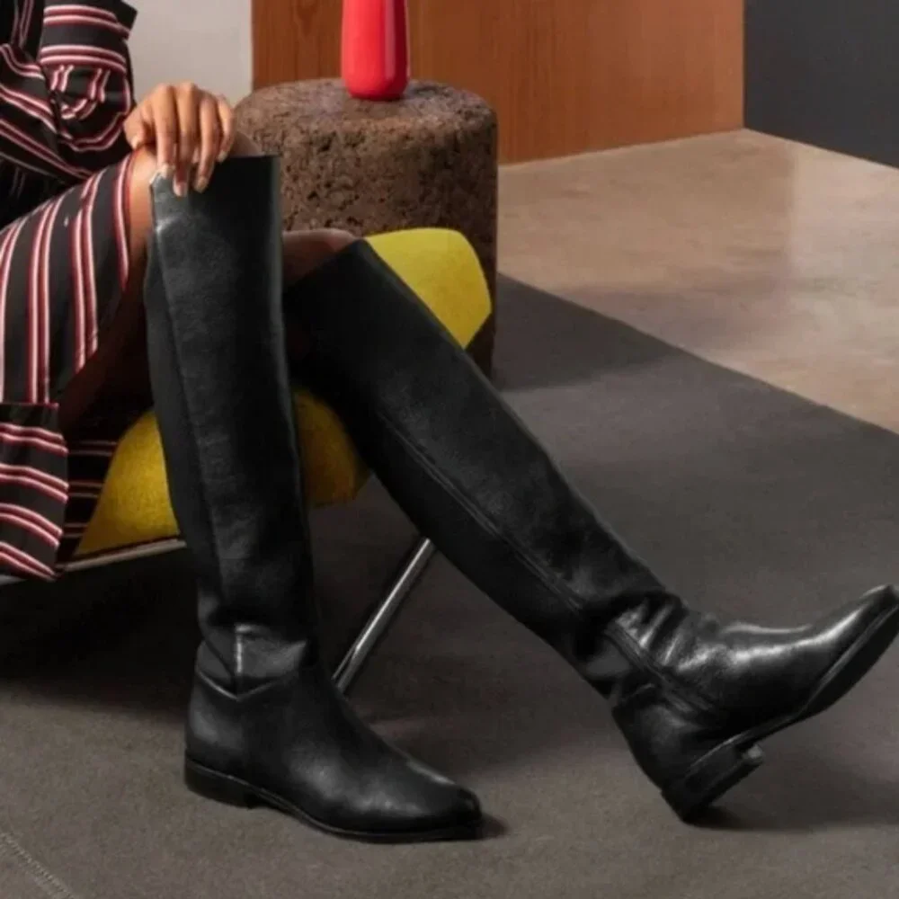 Cole Haan Womens Grand‎ OS Dutchess Leather Over-The-Knee Boots 6.5 Black